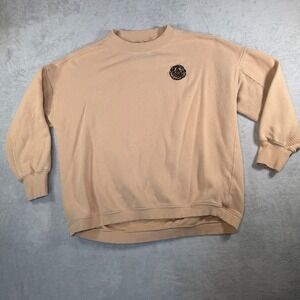Aerie x The Smiley Company Tan Oversized Sweatshirt Leopard Smiley Face Medium